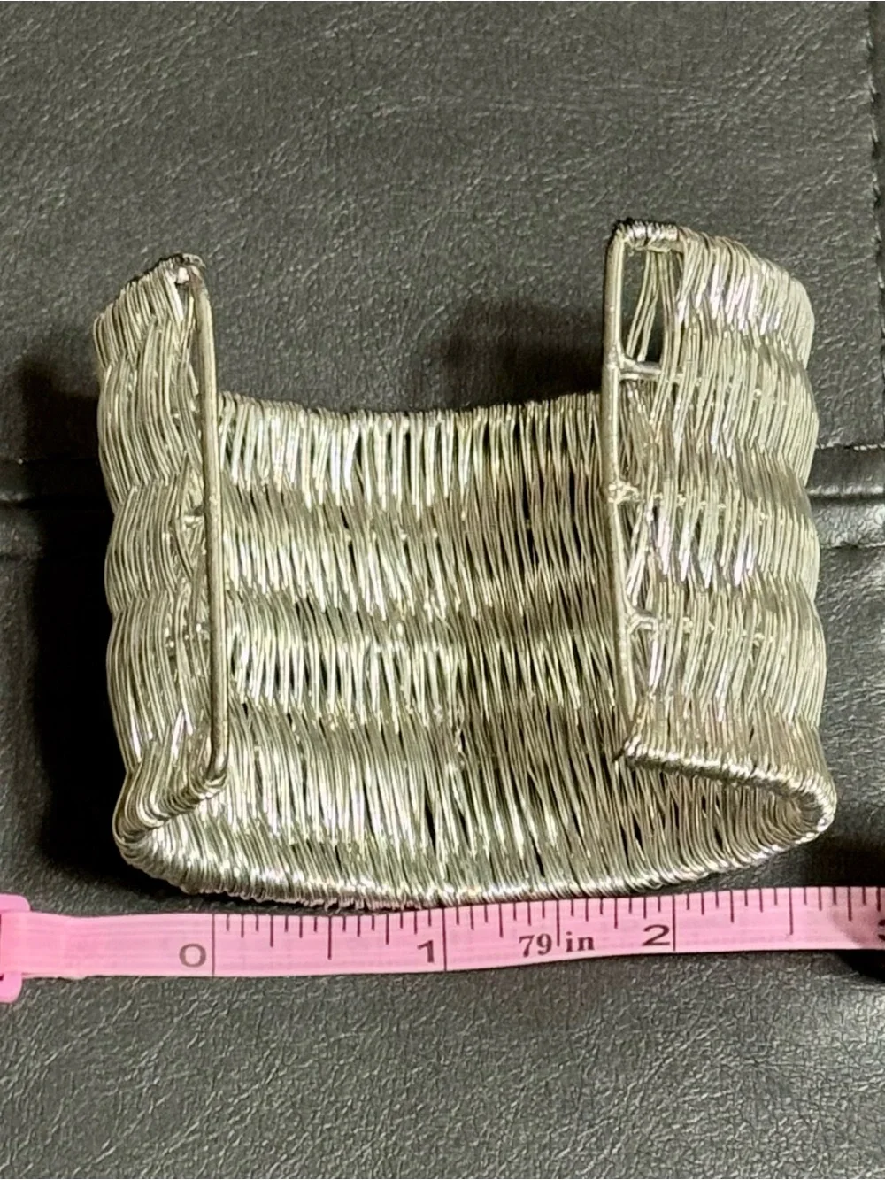 Metallic Silver Woven Wire Cuff Bracelet